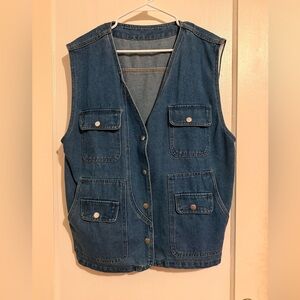 Blue Denim Vest with Pockets
